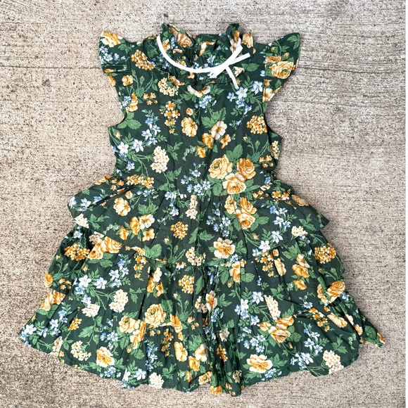 New Janie And Jack Pine Meadow Floral Ruffle Tiered Dress - Picture 1 of 11